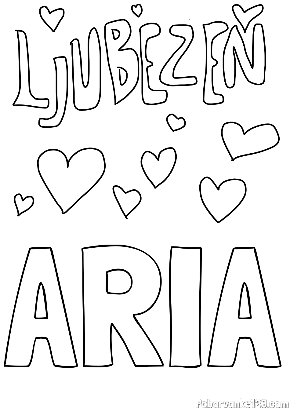 Pobarvanka imena ARIA in pobarvanka ljubezni ❤