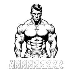 Online izdelana pobarvanka - Pobarvanka imena ARRRRRRRR in pobarvanka bodybuilder-ja
