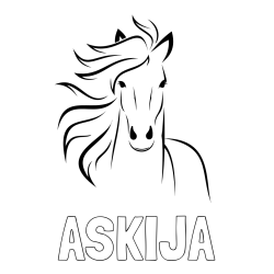 Online izdelana pobarvanka - Pobarvanka imena ASKIJA in lepa pobarvanka konja
