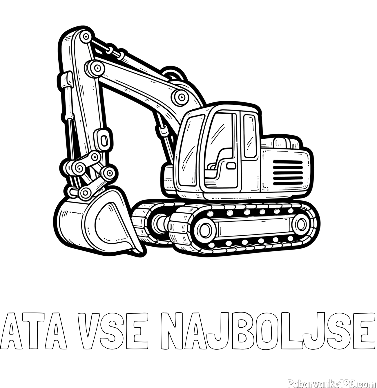 Pobarvanka imena ATA VSE NAJBOLJŠE in pobarvanka velikega delovnega stroja - bagra