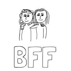 Online izdelana pobarvanka - Pobarvanka imena BFF in najboljši prijateljici