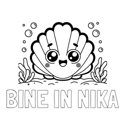 Online izdelana pobarvanka - Pobarvanka imena BINE IN NIKA in pobarvanka nasmejane školjke