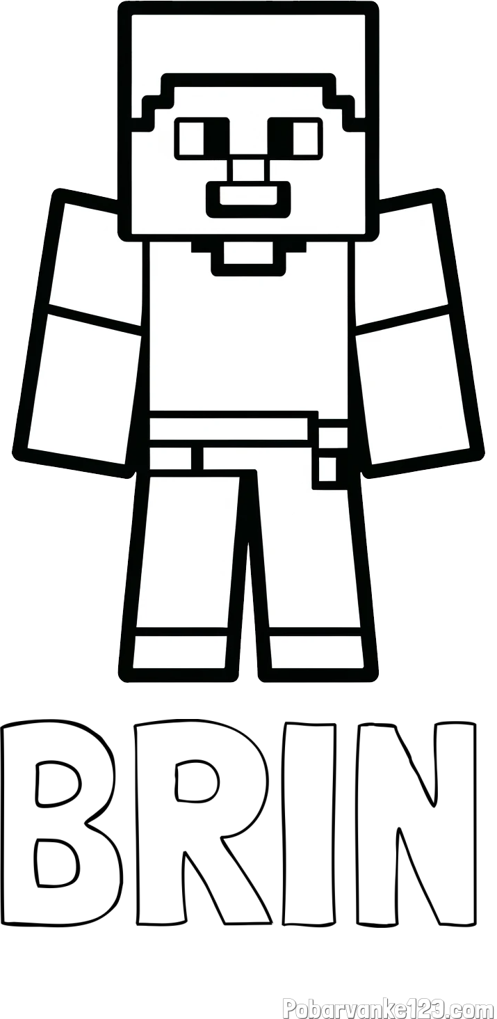 Pobarvanka imena BRIN in pobarvanka Minecraft figurice