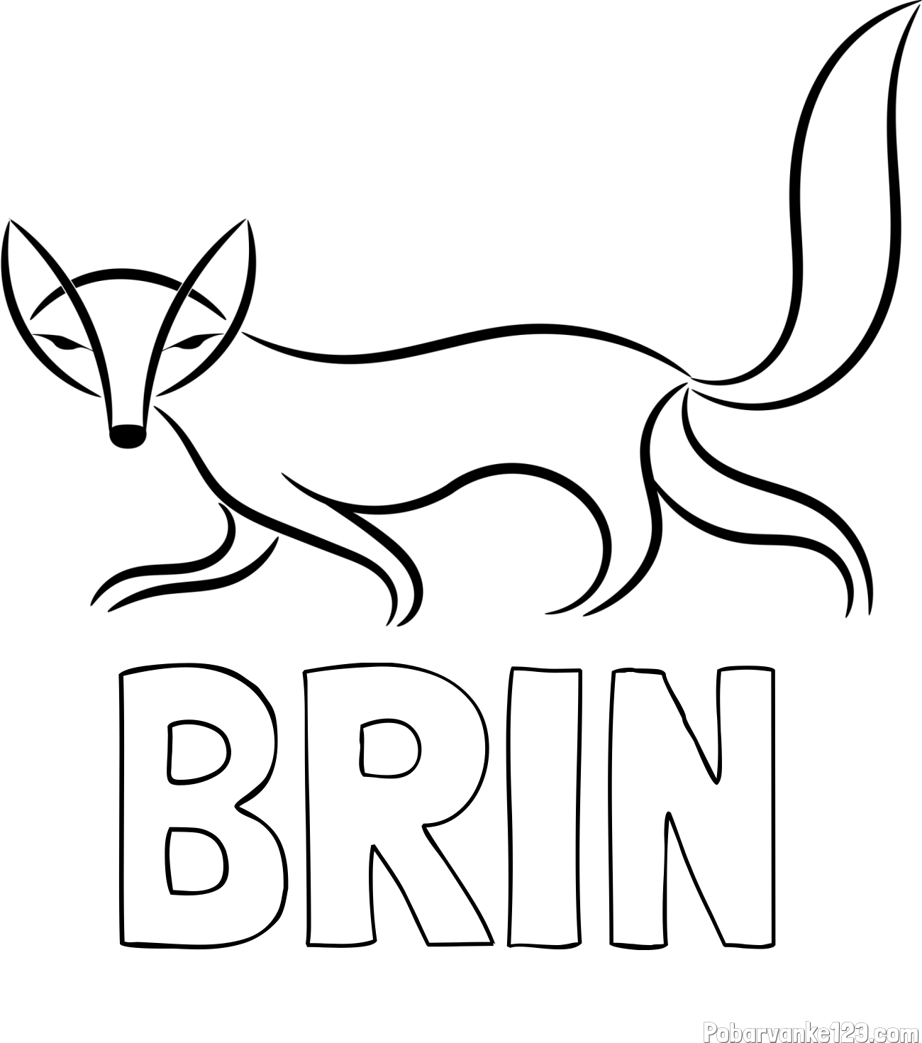 Pobarvanka imena BRIN in preprosta pobarvanka lisice