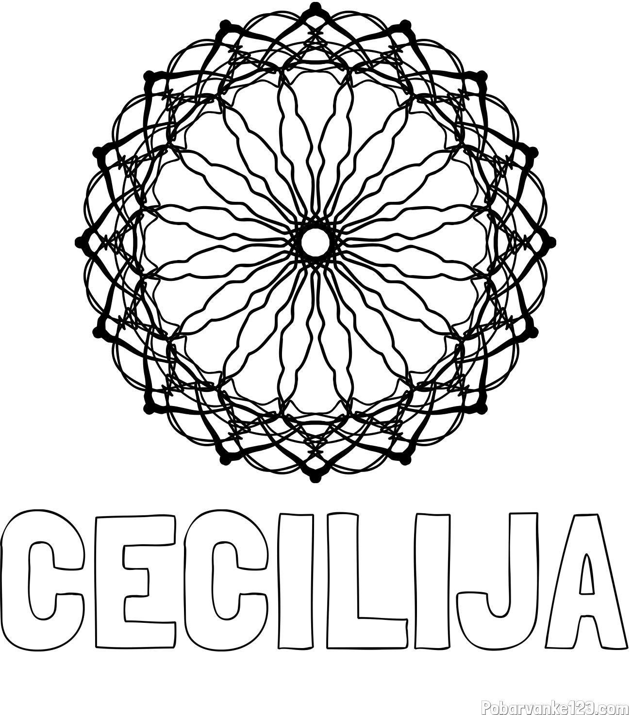 Pobarvanka imena CECILIJA in madale