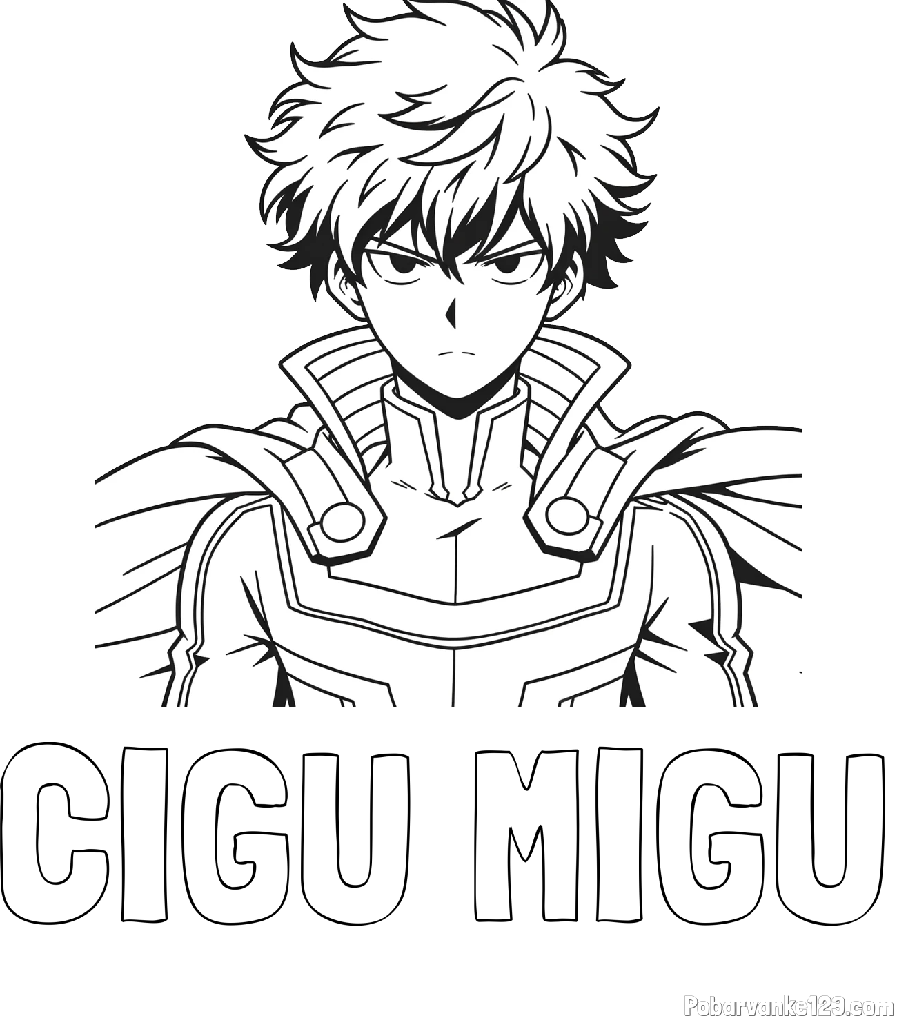 Pobarvanka imena CIGU MIGU in pobarvanka junaka v anime slogu
