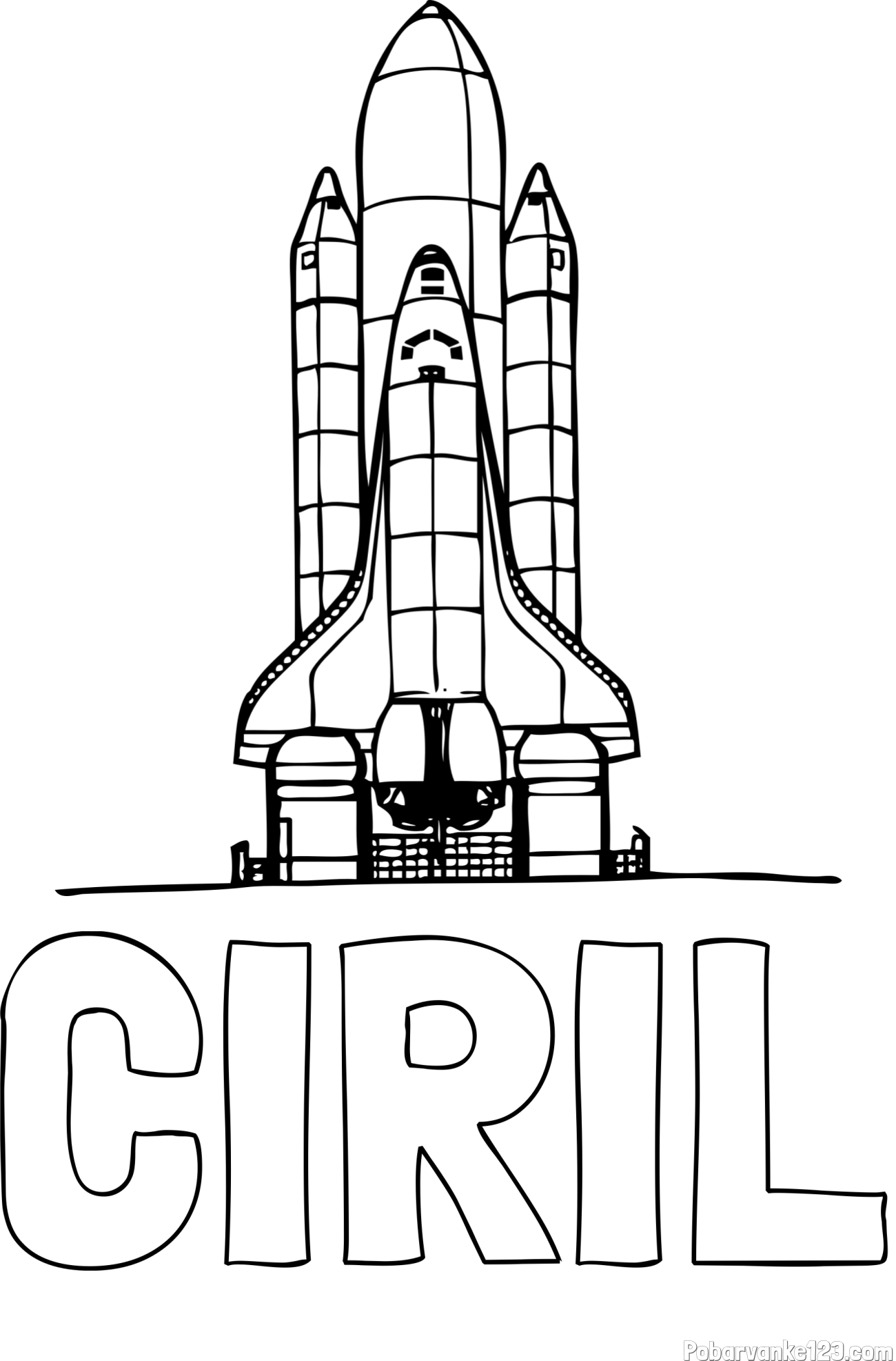 Pobarvanka imena CIRIL in pobarvanka vesoljskega plovila Space Shuttle