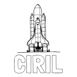Online izdelana pobarvanka - Pobarvanka imena CIRIL in pobarvanka vesoljskega plovila Space Shuttle