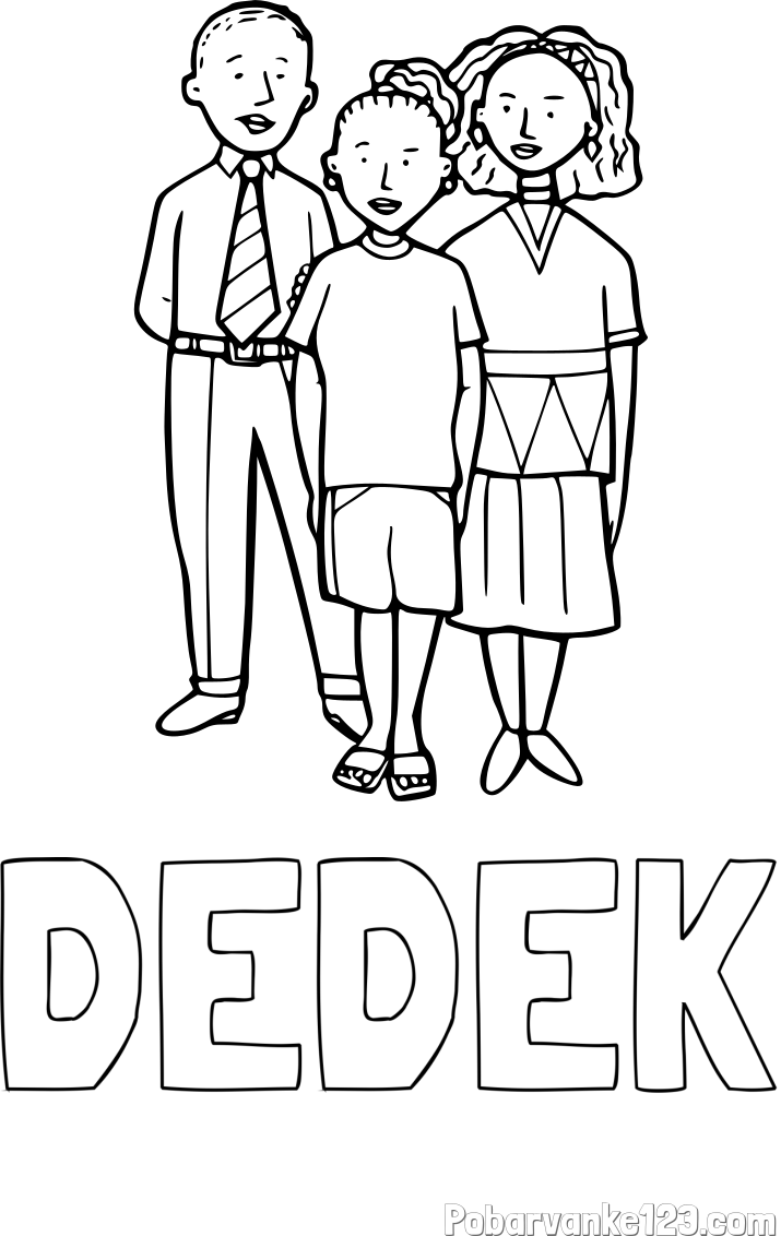 Pobarvanka imena DEDEK in pobarvanka družine
