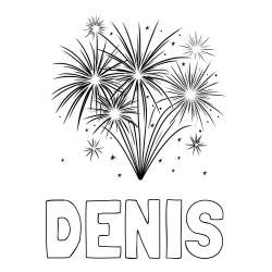 Online izdelana pobarvanka - Pobarvanka imena DENIS in pobarvanke velikega ognjemeta