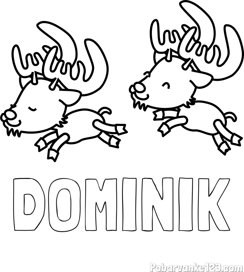 Pobarvanka imena DOMINIK in jelenčka
