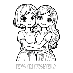 Online izdelana pobarvanka - Pobarvanka imena EVA IN IZABELA in pobarvanka ljubkih prijateljic