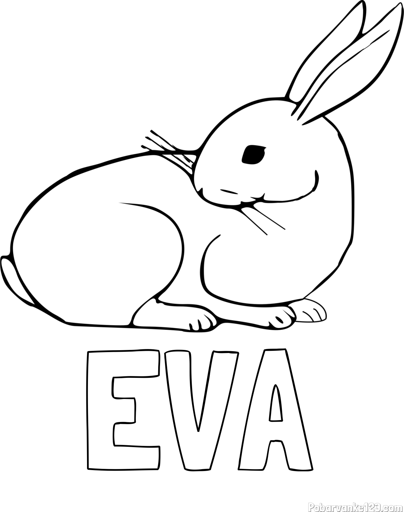 Pobarvanka imena EVA in pobarvanka zajčka, ki je nekaj opazil