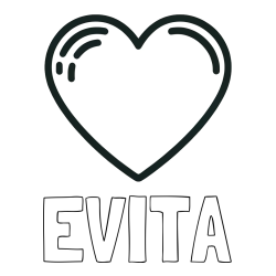 Online izdelana pobarvanka - Pobarvanka imena EVITA in pobarvanka lepega srčka