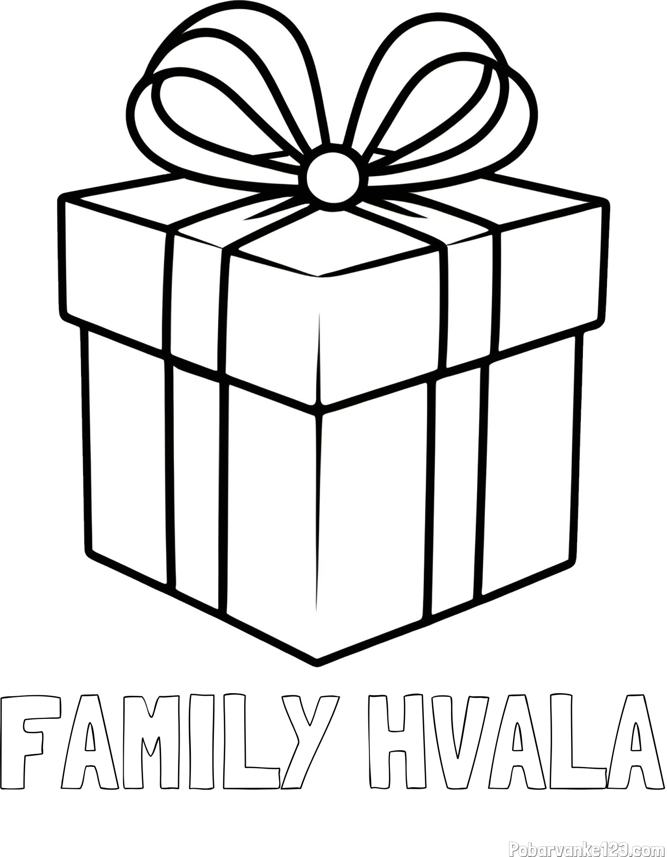Pobarvanka imena FAMILY HVALA in pobarvanka preprostega darila