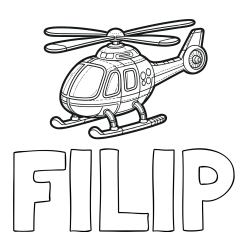 Online izdelana pobarvanka - Pobarvanka imena FILIP in pobarvanka helikopterja
