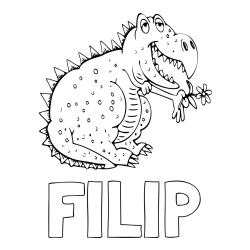 Online izdelana pobarvanka - Pobarvanka imena FILIP in pobarvanka veselega dinozavra