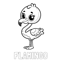 Online izdelana pobarvanka - Pobarvanka imena FLAMINGO in pobarvanka majhnega flaminga
