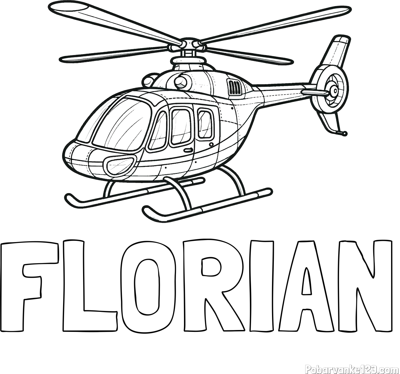 Pobarvanka imena FLORIAN in pobarvanka sodobnega helikopterja