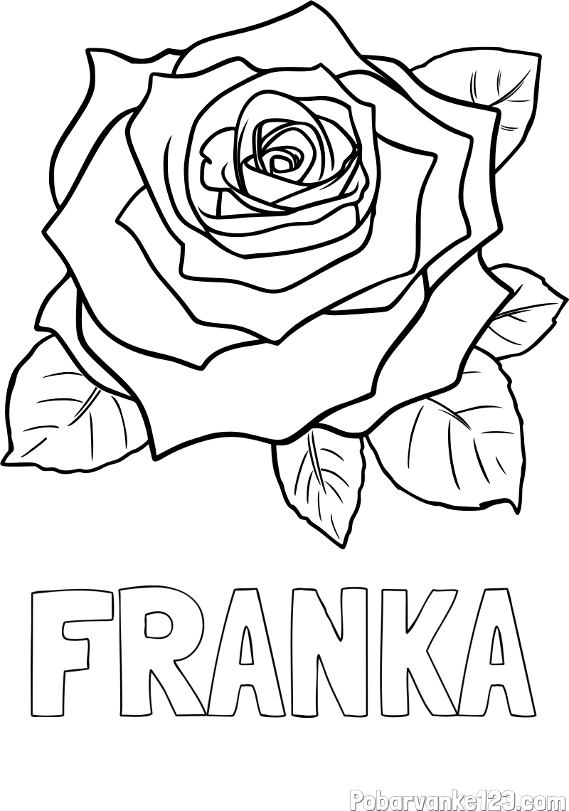 Pobarvanka imena FRANKA in pobarvanka vrtnice