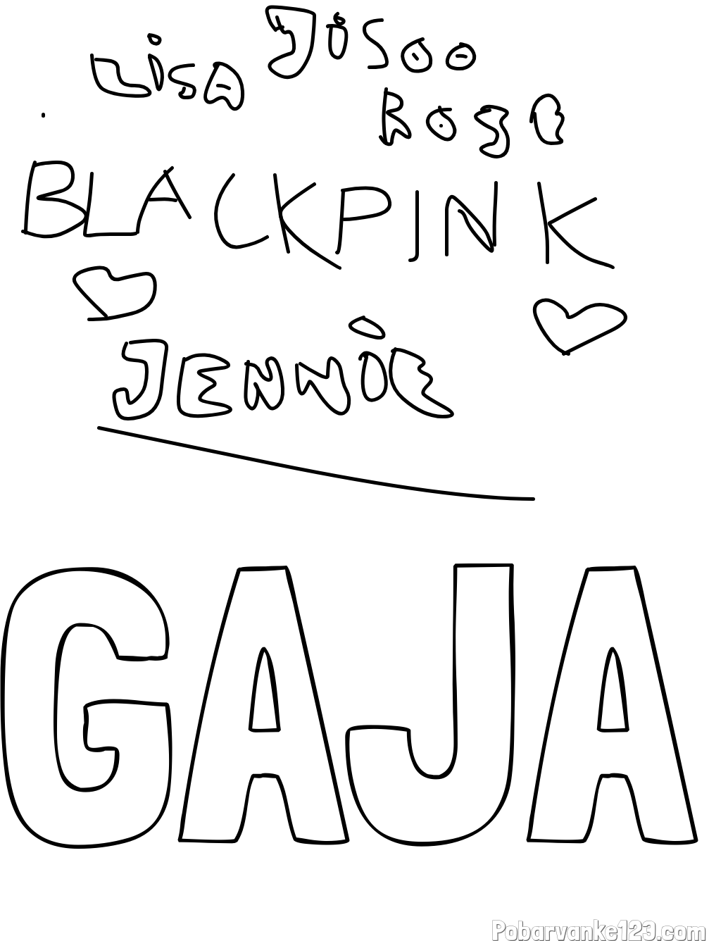 Pobarvanka imena GAJA in a blackpink star is jennie