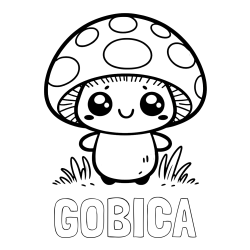 Online izdelana pobarvanka - Pobarvanka imena GOBICA in otroška pobarvanka gobe