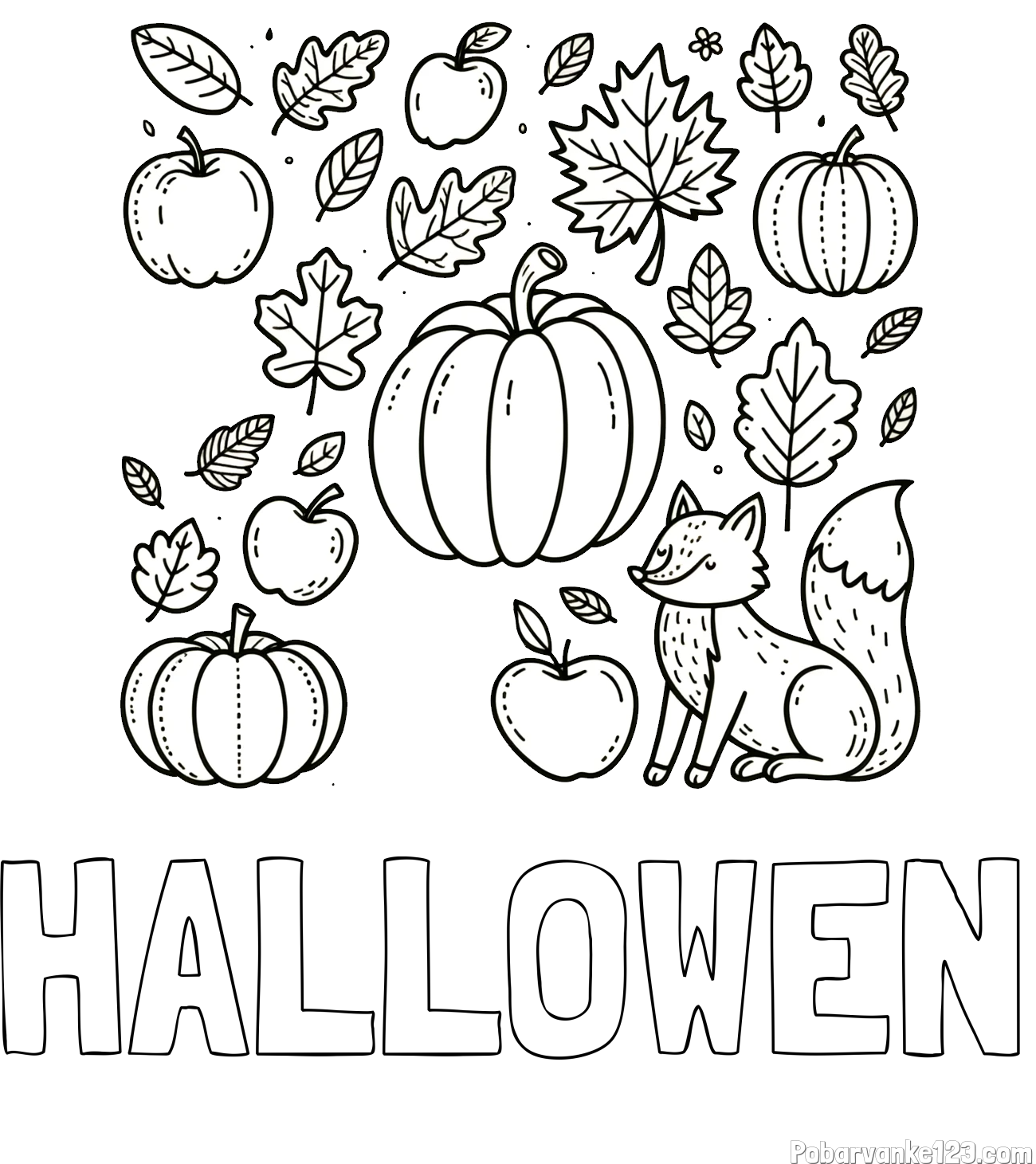 Pobarvanka imena HALLOWEN in pobarvanka z motivom jeseni