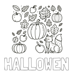 Online izdelana pobarvanka - Pobarvanka imena HALLOWEN in pobarvanka z motivom jeseni