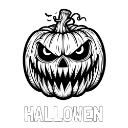 Online izdelana pobarvanka - Pobarvanka imena HALLOWEN in pobarvanka zlobne buče za noč čarovnic