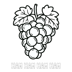 Online izdelana pobarvanka - Pobarvanka imena HAM HAM HAM HAM in otroška pobarvanka grozdja