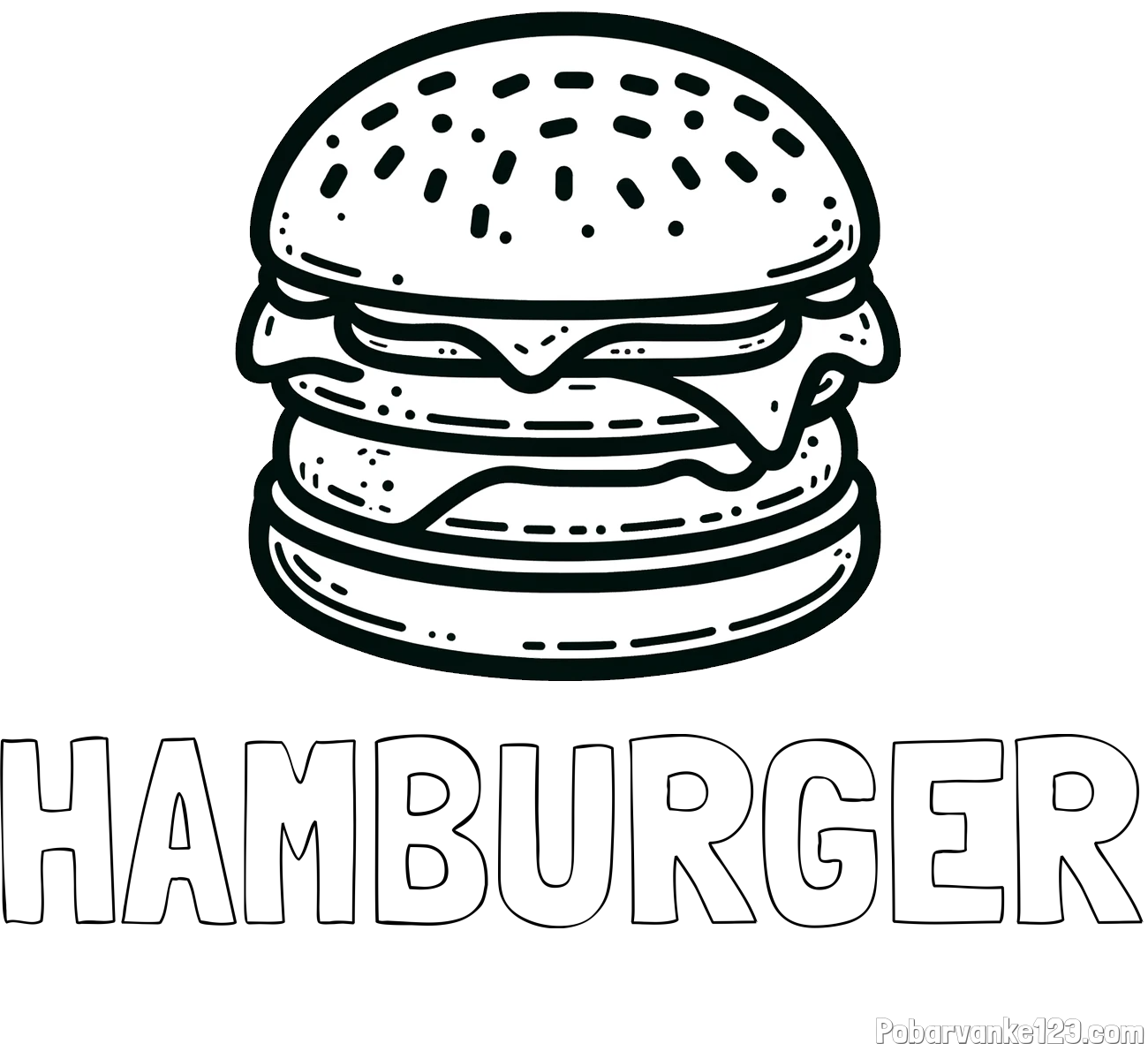 Pobarvanka imena HAMBURGER in preprosta pobarvanka hamburgerja