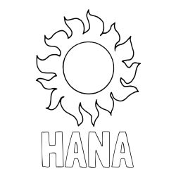 Pobarvanka imena HANA in pobarvanka sonca