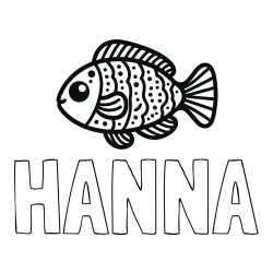 Online izdelana pobarvanka - Pobarvanka imena HANNA in otroška pobarvanka ribe