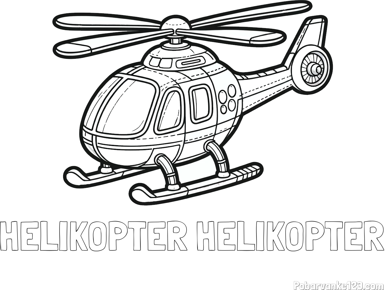 Pobarvanka imena HELIKOPTER HELIKOPTER in pobarvanka helikopterja