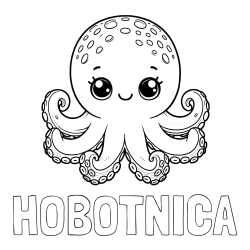 Online izdelana pobarvanka - Pobarvanka imena HOBOTNICA in otroška pobarvanka ljubke hobotnice