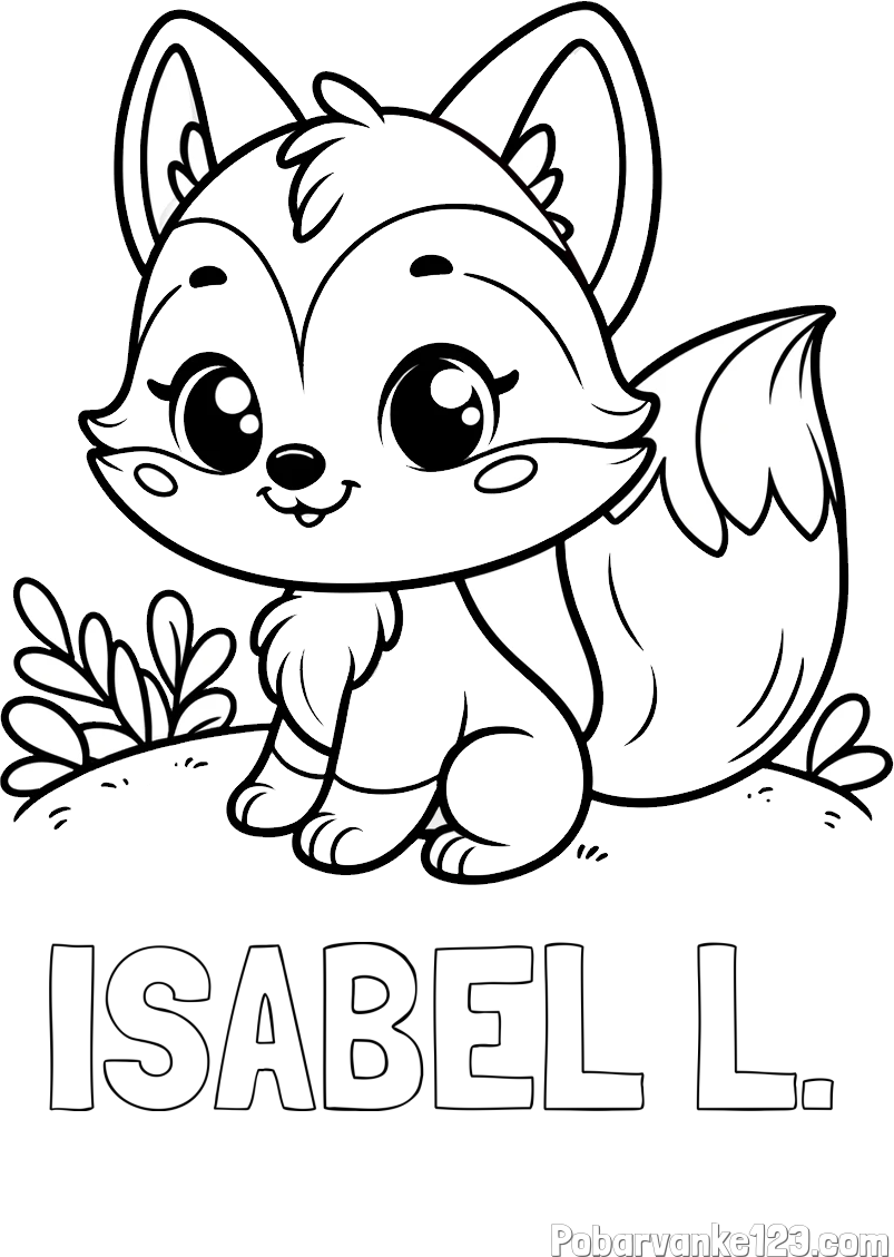Pobarvanka imena ISABEL L. in pobarvanka lisičke