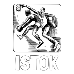 Online izdelana pobarvanka - Pobarvanka imena ISTOK in pobarvanka dveh košarkarjev med igro