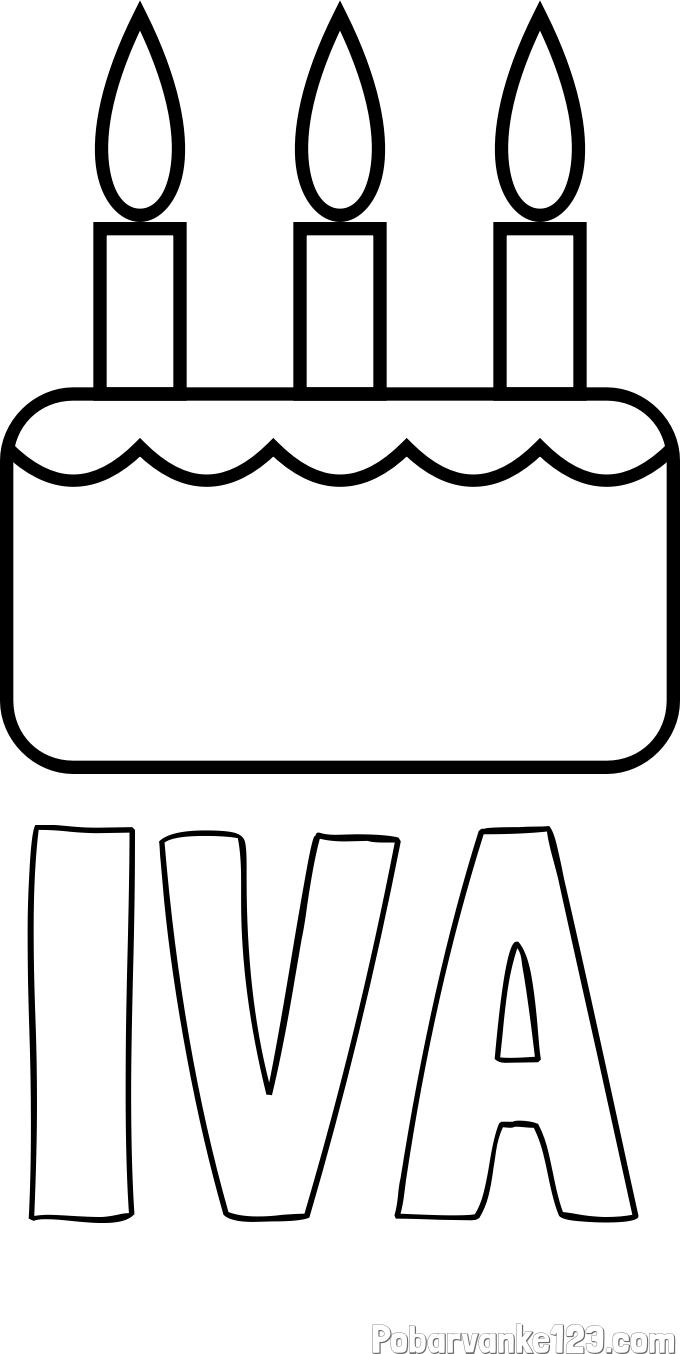 Pobarvanka imena IVA in pobarvanka rojstnodnevne torte za 3. rojstni dan
