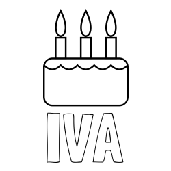 Online izdelana pobarvanka - Pobarvanka imena IVA in pobarvanka rojstnodnevne torte za 3. rojstni dan
