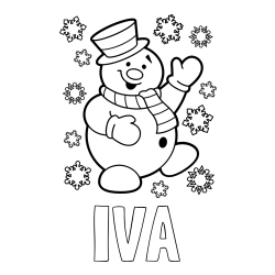 Online izdelana pobarvanka - Pobarvanka imena IVA in pobarvanka veselega snežaka