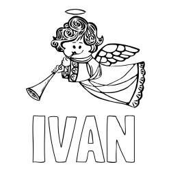 Online izdelana pobarvanka - Pobarvanka imena IVAN in pobarvanka angelčka