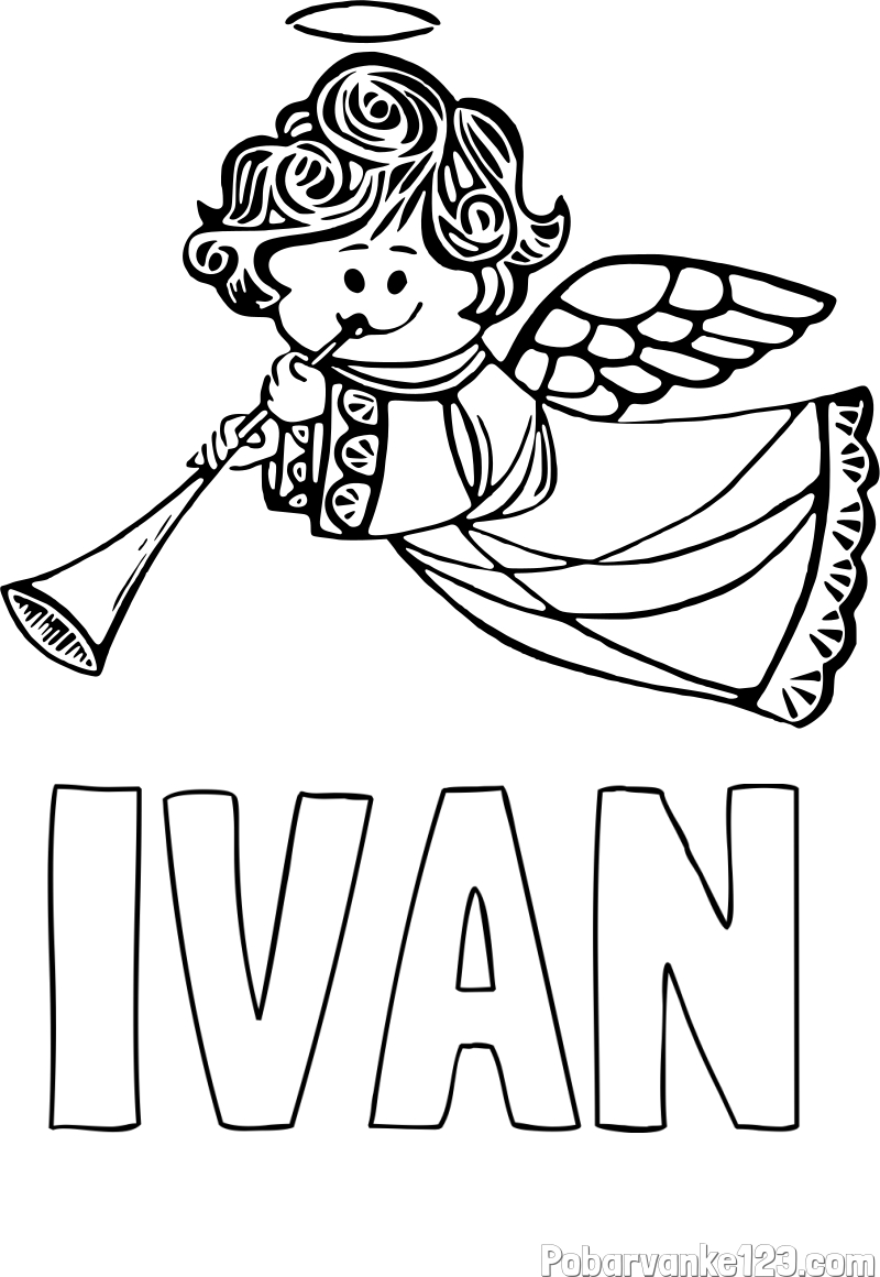 Pobarvanka imena IVAN in pobarvanka angelčka
