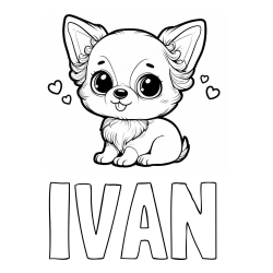 Online izdelana pobarvanka - Pobarvanka imena IVAN in pobarvanka čivave