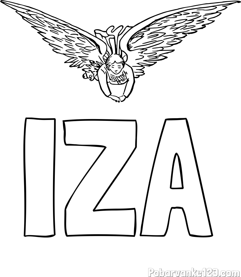 Pobarvanka imena IZA in leteči angel