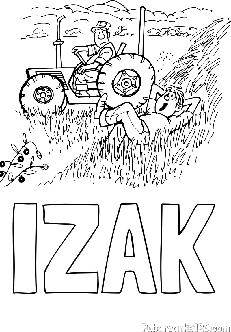 Pobarvanka imena IZAK in pobarvanka traktor