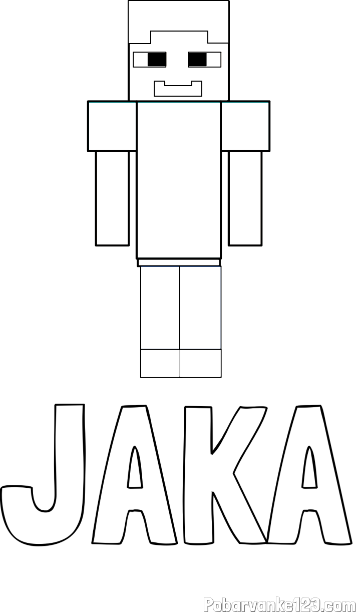 Pobarvanka imena JAKA in pobarvanka Minecraft glavnega junaka
