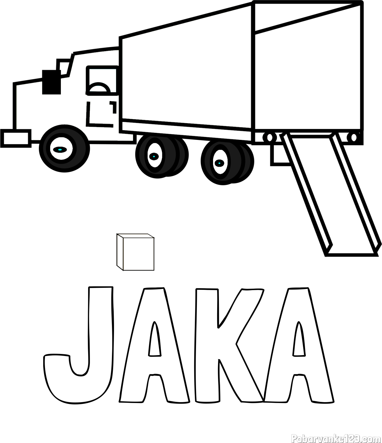 Pobarvanka imena JAKA in pobarvanka velikega tovornjaka pri nakladanju