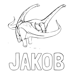 Online izdelana pobarvanka - Pobarvanka imena JAKOB in pobarvanka dinozavra Alamosaurus