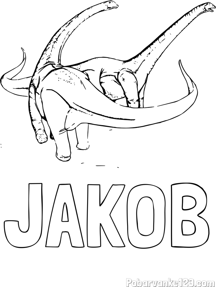 Pobarvanka imena JAKOB in pobarvanka dinozavra Alamosaurus