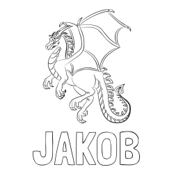 Online izdelana pobarvanka - Pobarvanka imena JAKOB in pobarvanka strašnega zmaja